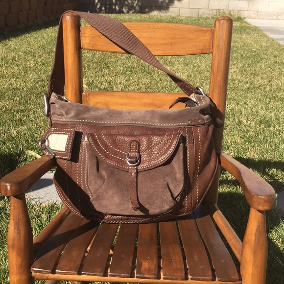 FOSSIL BROWN Vintage Look HANDBAG GENUINE LEATHERt - Picture 2 of 6